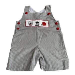 Little Bear Smocks Georgia Bulldog smocked Jon Jon size 24mo